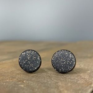 Artist made Black Glitter Dots Titanium Posts NWT